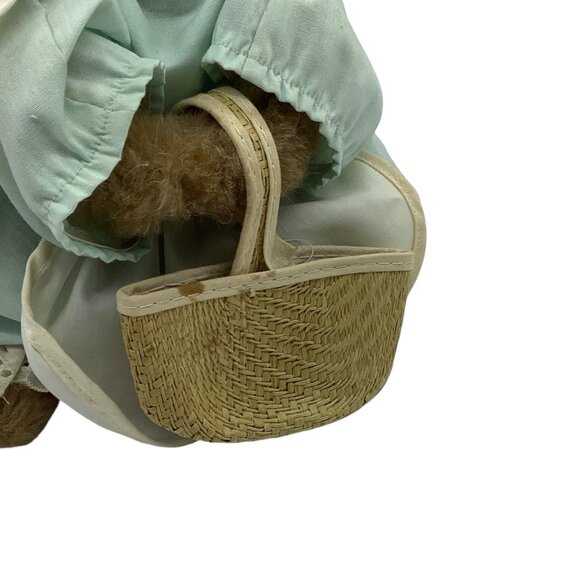 Vtg Eden Beatrix Potter Mrs. Rabbit Plush Bunny Toy Basket & Blue Dress - Picture 3 of 6